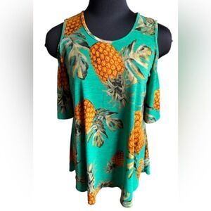 Pink Coconut Boutique Cold Shoulder Pineapple Top.